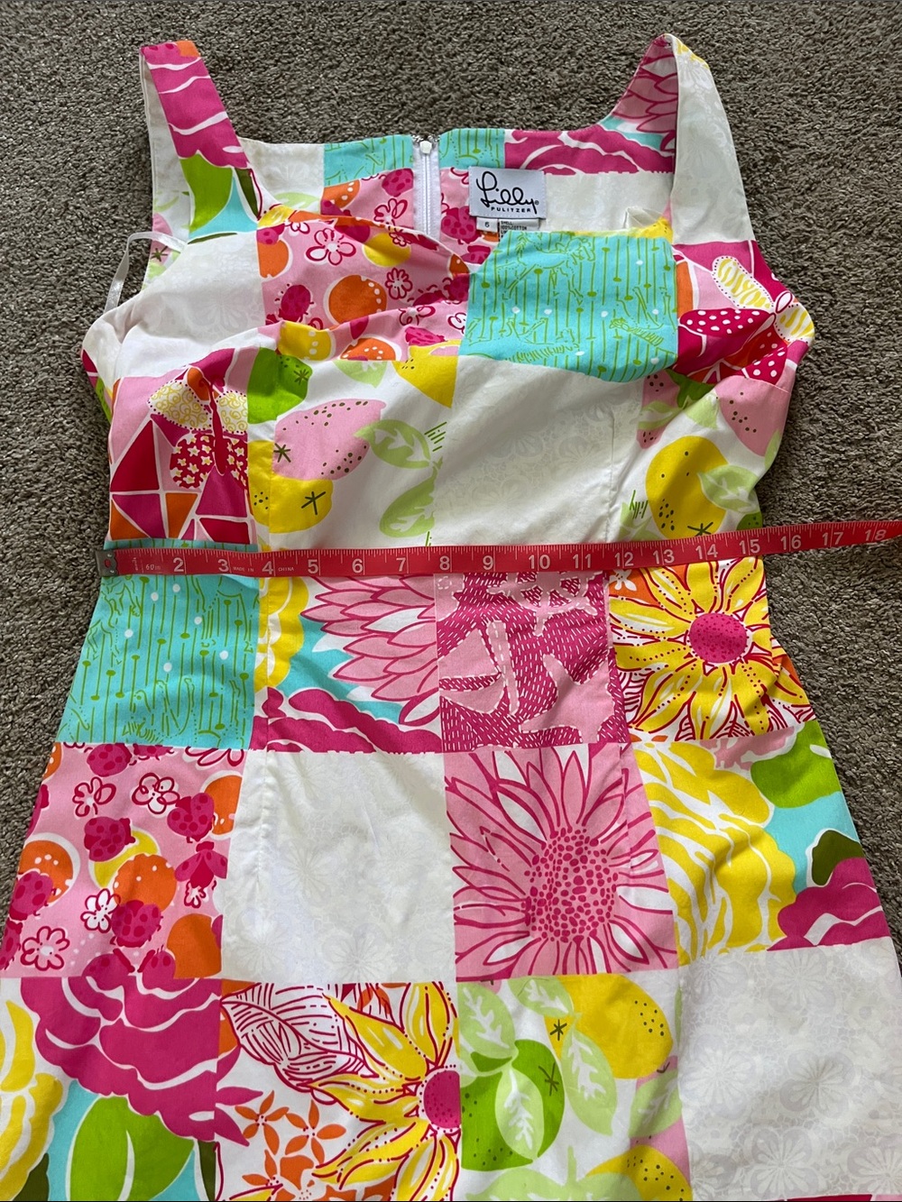 🎠🌞Lilly Pulitzer White Label Patchwork Sheath sz6Citrus Floral Horses Notch Neck - Picture 8 of 12